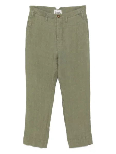 Lněné kalhoty Vivienne Westwood zelené