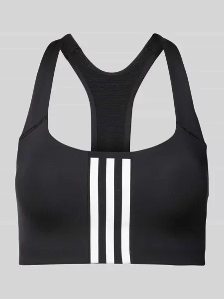 Biustonosz sportowy z charakterystycznymi dla marki paskami Adidas Sportswear czarny