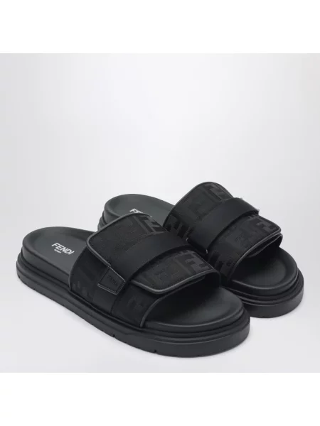 Klapki Fendi skórzane chunky czarne