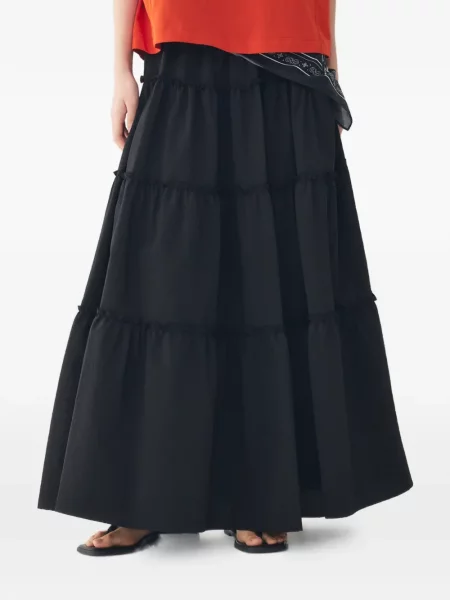 Fusta maxi Tomboy cu volane în linie A negru