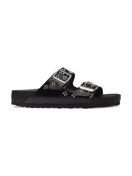 Birkenstock pantofle kožené Animal Print Big Buckle Leather černé