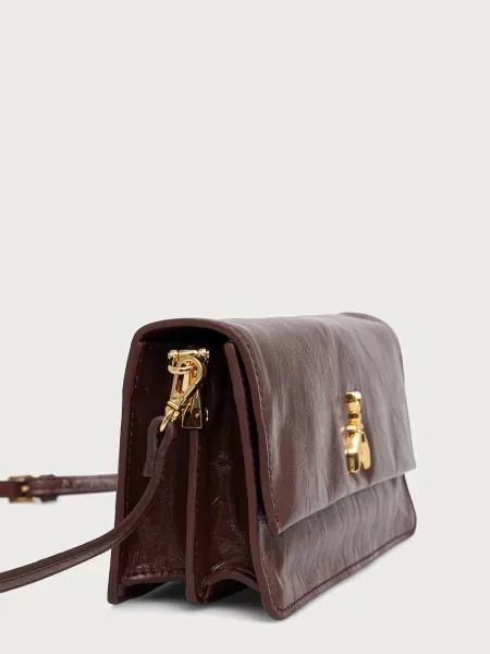 Patrizia Pepe crossbody torbica usnjena rjava