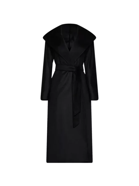 Cu centură palton Max Mara cu glugă negru