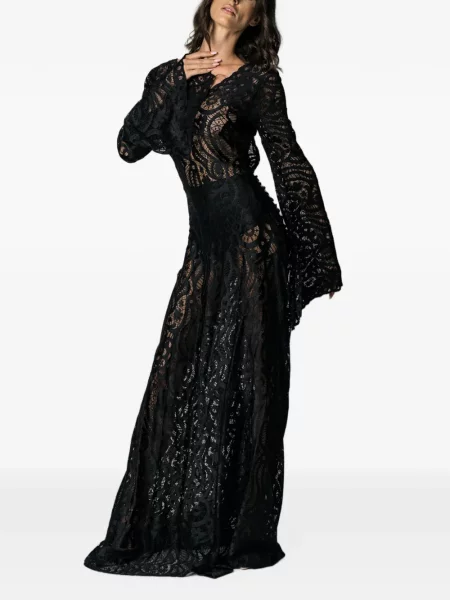 Rochie maxi Miau By Clara Rotescu din dantelă negru