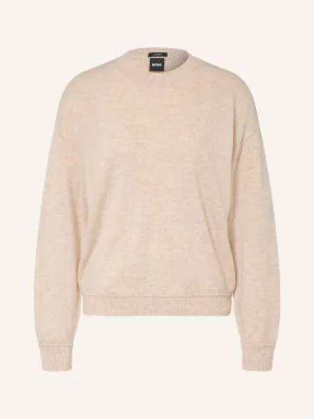 Boss Sweter Z Kaszmiru Fialka beige beżowy