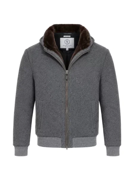 Geacă Norwegian Wool de lână cu glugă gri