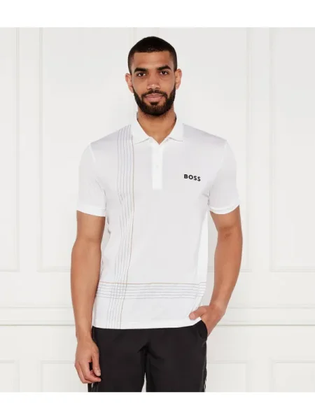 BOSS Tricou polo Check alb