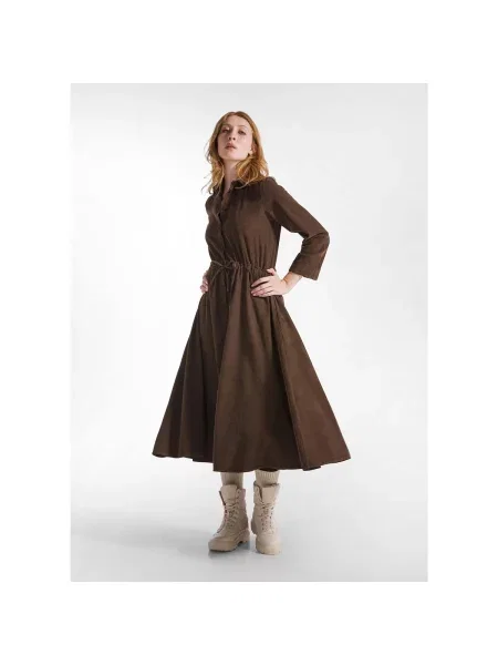 Lung rochie Deha de catifea cord maro