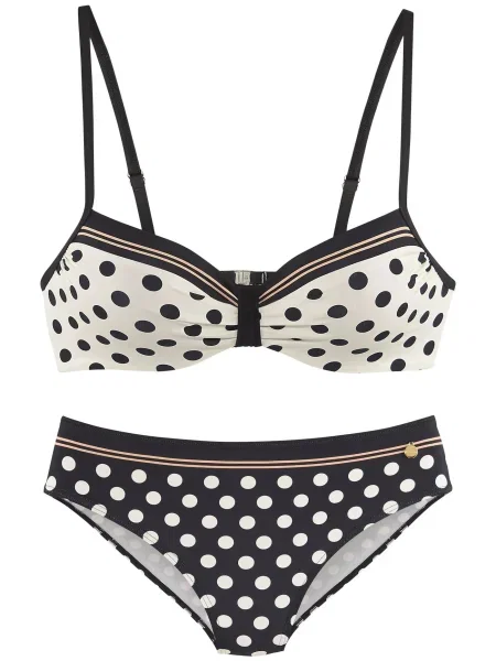 LASCANA Bikini temno rumena / črna bela