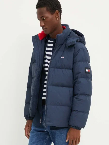 Tommy Jeans geaca de puf barbati marin de iarna oversize albastru