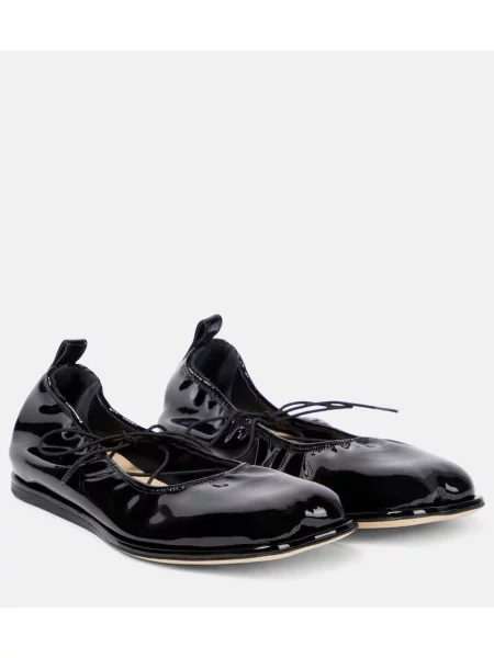 Balerini Simone Rocha din piele de lac negru
