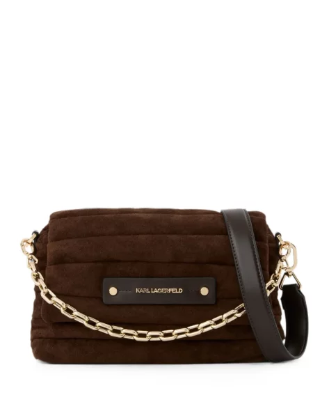 Geanta crossbody Karl Lagerfeld din piele de căprioară maro