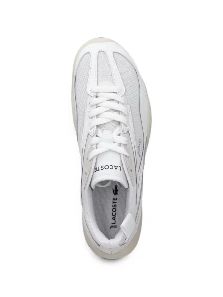 Sneakerși Lacoste din piele de căprioară alb