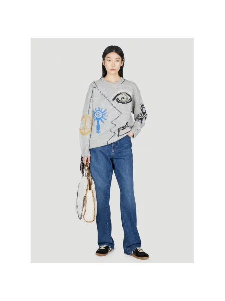 Haftowany sweter Stella Mccartney szary