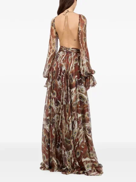 Rochie maxi Roberto Cavalli cu imagine maro