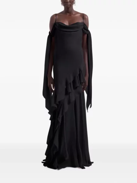 Rochie Nina Ricci de mătase cu volane negru