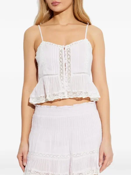Top Loveshackfancy din dantelă alb