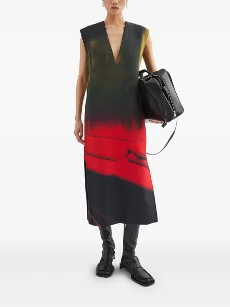 Midi haljina Jil Sander s printom crna