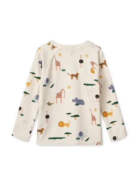 Liewood Plavecké tričko s dlouhým rukávem Noah Printed Longsleeve Swim Tee béžové