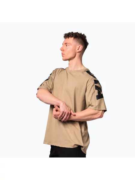 Koszulka treningowa NEBBIA Lifting Club light brown brązowa