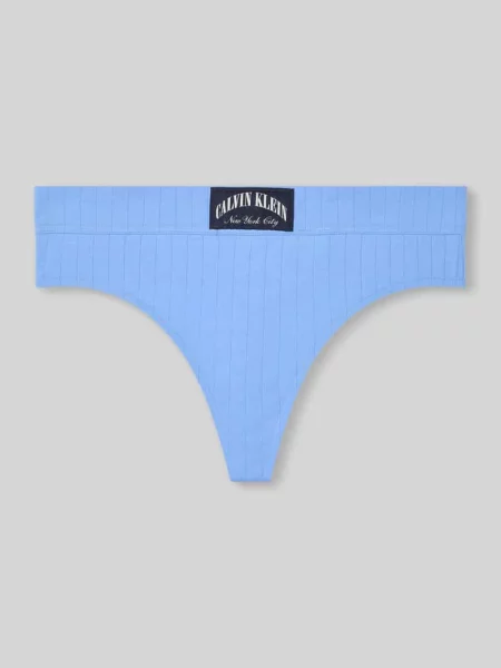 Stringi z mieszanka bawełny model THONG' Calvin Klein Underwear niebieskie