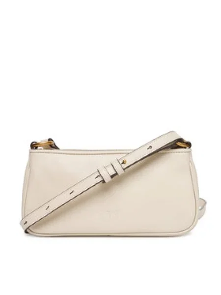 Ročna torba PINKO Half Moon Baguette Mini AI PLTT Écru bež