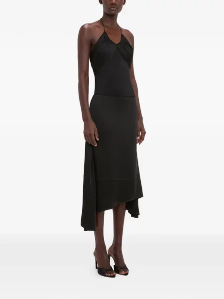 Fustă midi Victoria Beckham asimetrică negru