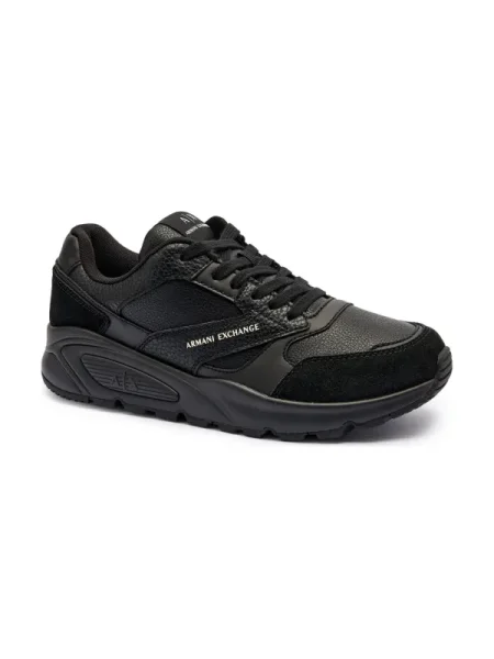 Armani Exchange Sneakers cu adaos de piele negru