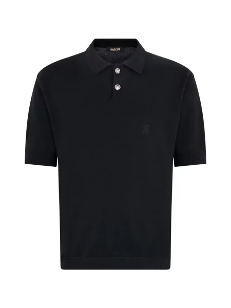 Tricou polo Roberto Cavalli cu broderie negru