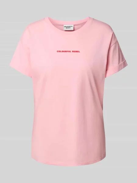 T-shirt z nadrukiem z logo Colourful Rebel różowa