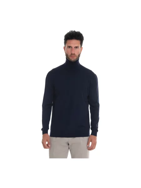 Sweter z golfem Kiton z kaszmiru do golfa niebieski