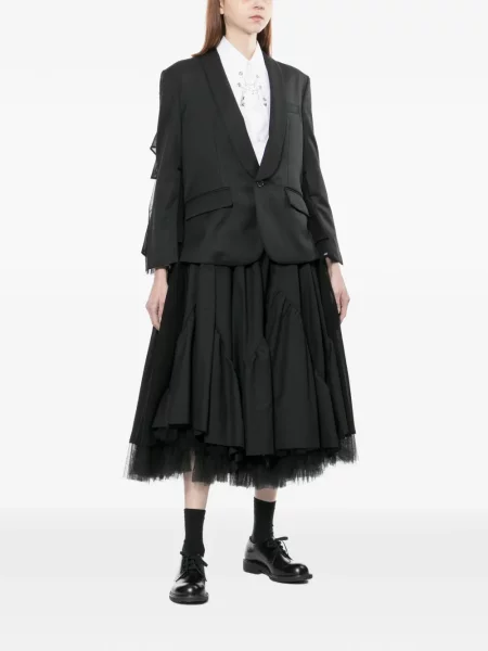 Fustă Noir Kei Ninomiya cu volane negru