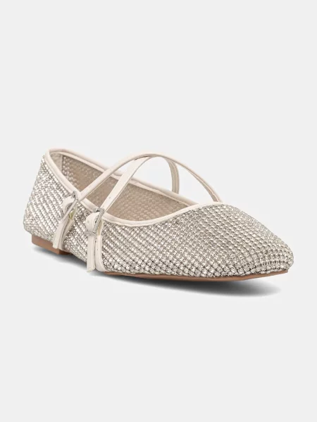 STEVE MADDEN Balerini cu glezna Watchlist crem argintiu
