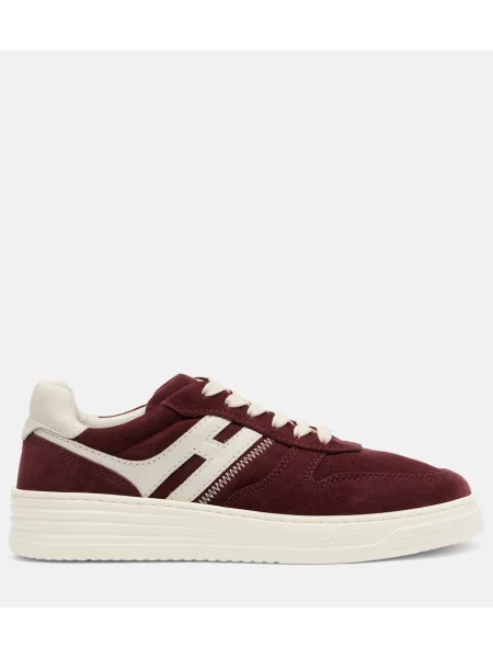 Sneakerși Hogan din piele de căprioară bordo