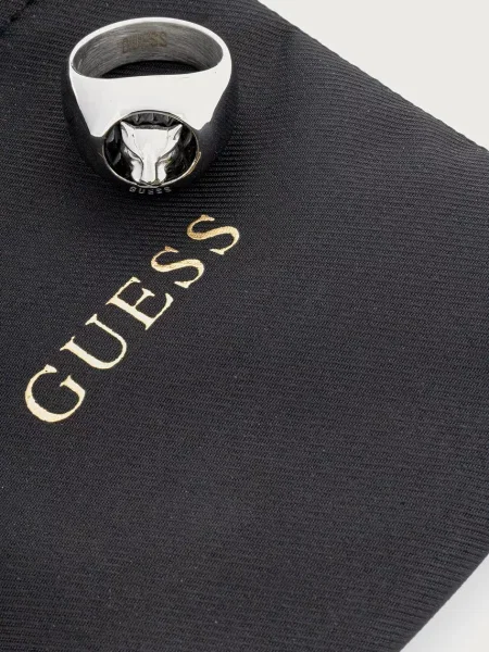 Guess pečatni prstan iz nerjavečega jekla PANTHER siva