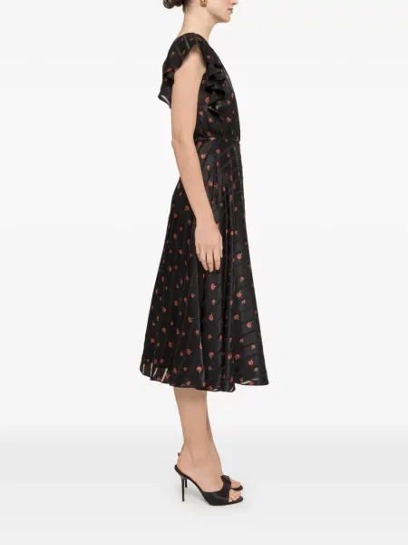 Rochie midi Nissa cu model floral cu imagine negru