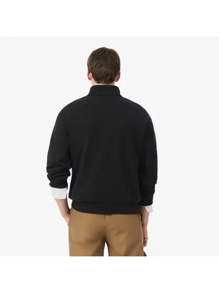 Lacoste Bluza Z Kołnierzem Na Z Dresówki czarna