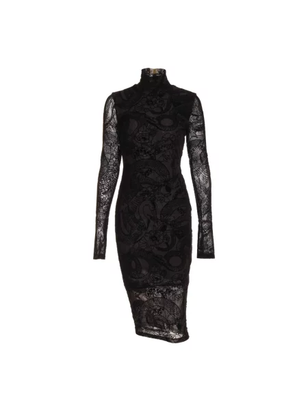 Sukienka midi Roberto Cavalli z długim rękawem czarna