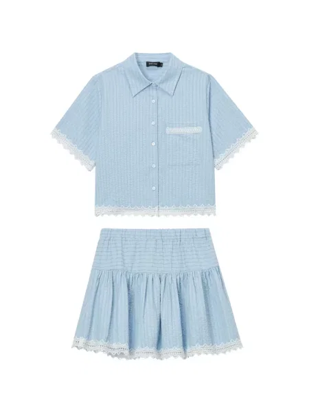 Koronkowe wykończenie spódnica Tout A Coup koronkowa niebieska