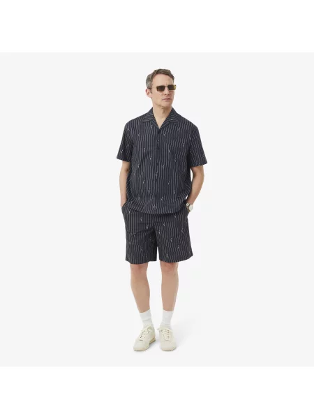 Lacoste Szorty W Paski Relaxed Fit czarne