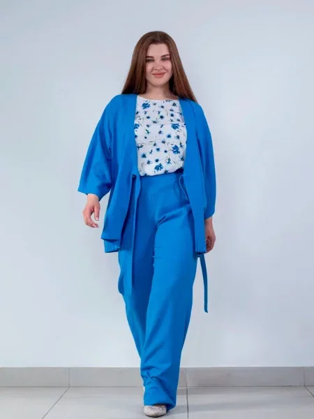 Льняной кардиган Nita голубой