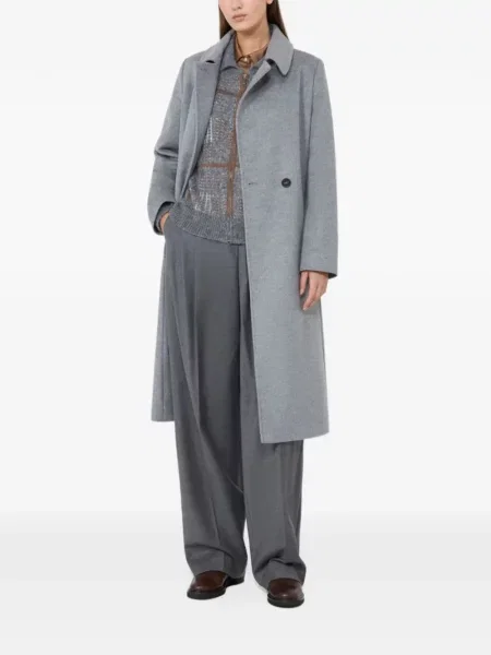 Vlněný dvouřadý kabát Max Mara šedý