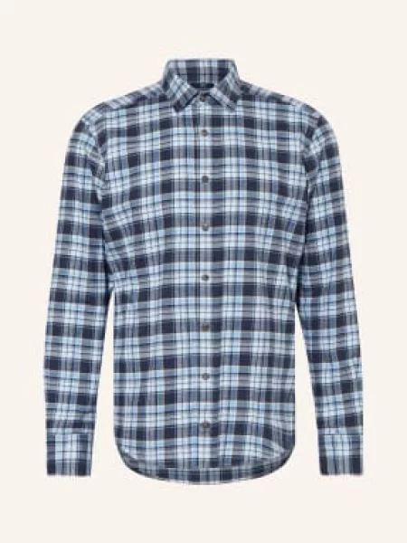 Strokesman's Koszula Flanelowa Regular Fit blau granatowa