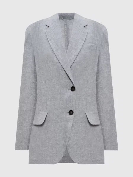 Жакет з льону з люрексом Brunello Cucinelli сірий