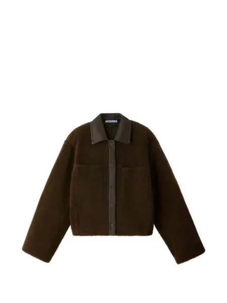 Geacă Jacquemus din piele de oaie maro