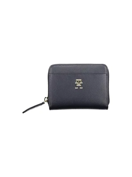 Lniany portfel Tommy Hilfiger elegancki niebieski