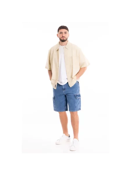 Lniana koszula dżinsowa Calvin Klein Jeans zielona