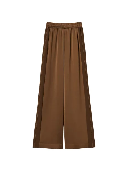 Pantaloni palazzo Twinset din satin maro