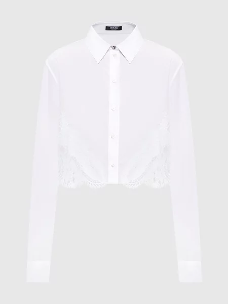 Укорочена сорочка з мереживом Versace біла