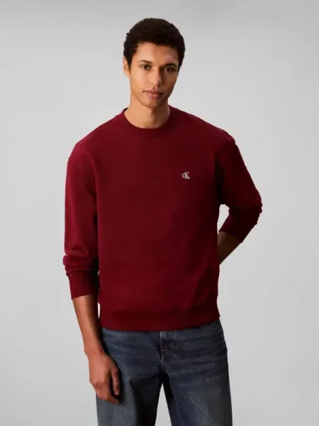 Geacă de blugi Calvin Klein Jeans din material terry roșu